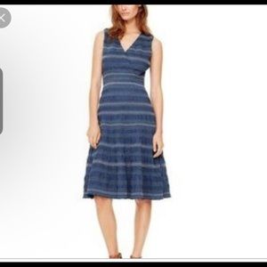 Tory Burch smocked cotton striped midi dress